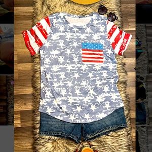 American Flag Printed T Shirt